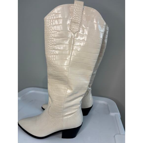 Billini White Croc Embossed Howie Cowboy Western Boots Women’s Size 7 - Picture 4 of 10